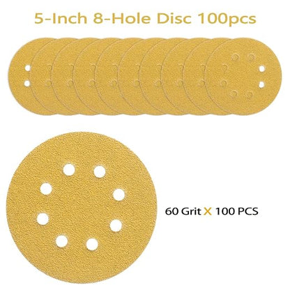 100PCS 5 Inch 8 Hole Sanding Discs 60 Grit - Image 2