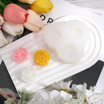 3 Cavity Rose Candle Molds, Silicone Flower Molds - Image 5