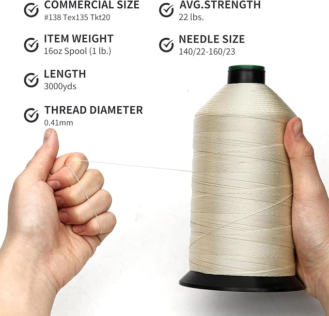 Extra Strong Bonded Nylon Thread #138 Tex135 – 16 OZ, Versatile Stitching - Image 3