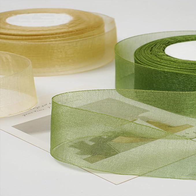 Gold Ribbon for Gift Wrapping, 1 inch 50Yard Sheer Organza Ribbon for Flower - Image 7