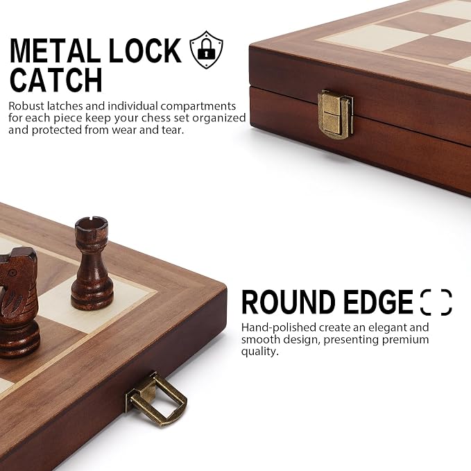 Magnetic Wooden Chess Set, Portable Travel Chess Set - Image 6