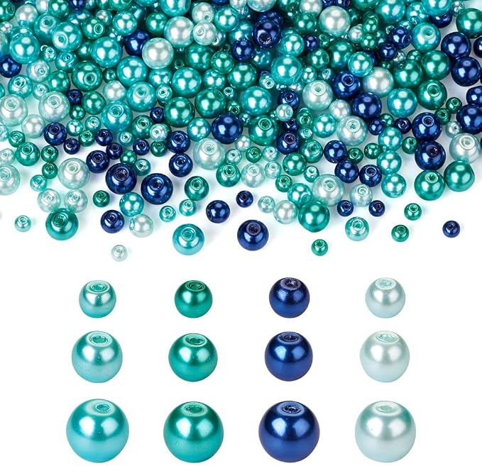 1840Pcs 4/6/8mm Glass Pearl Beads Pearlized Beads Multi Colors Round Spacer by EEEELECRELIVE