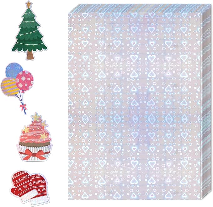 36 Sheets Holographic Sticker Paper, Holographic Laminate Sheets, A4 Size Clear by Unknown
