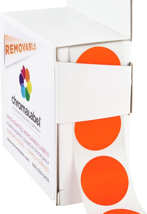 ChromaLabel 1 Inch Round Label Removable Color Code Dot Stickers, 1000 Labels by ChromaLabel