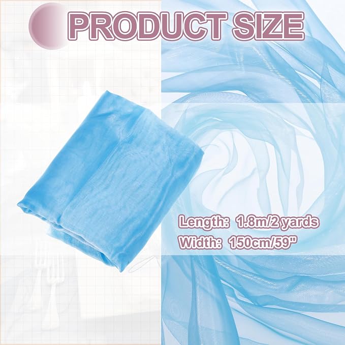 MECCANIXITY Iridescent Sheer Organza Fabric, 2 Yards x 59 Inches Solid - Image 2