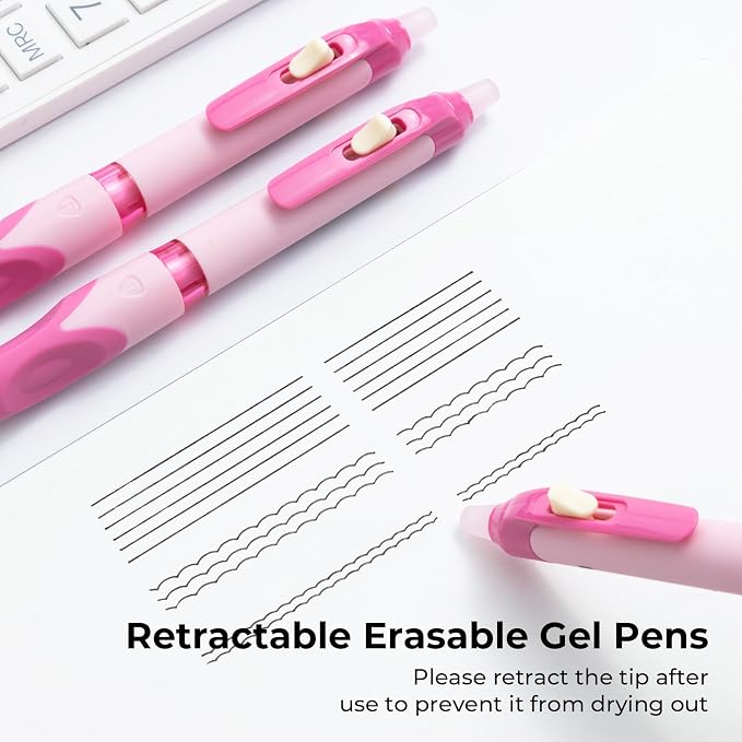 M&G 6 PCS Retractable Erasable Gel Pens, 0.5mm Black Ink Gel Pen, Fine Point - Image 2