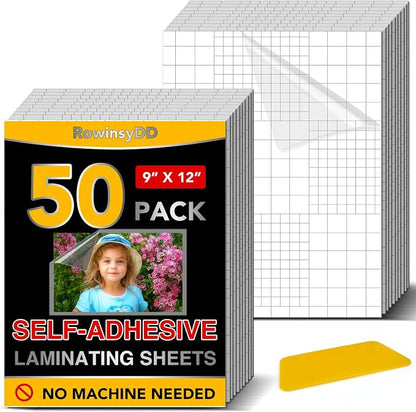 50 Pack Self Adhesive Laminating Sheets, 9 X 12 Inch, No Machine Needed by RowinsyDD
