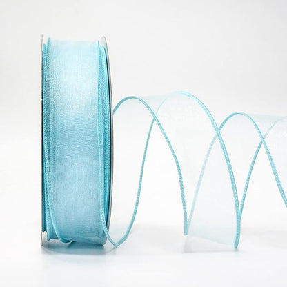 CT CRAFT LLC Sheer Organza Wired Ribbon 1.5" x 50Yards Blue - Image 2