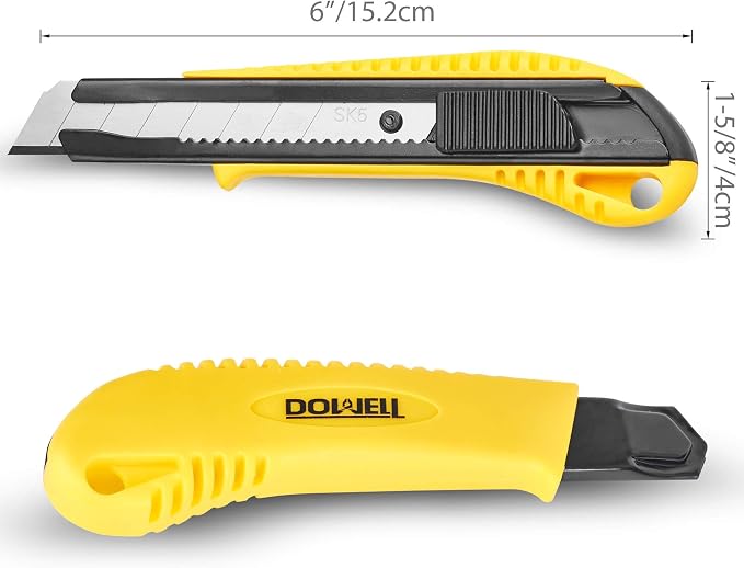 DOWELL Box Cutter Utility Knife Retractable Snap Off Blades Hobby Knife 3 Pack - Image 9