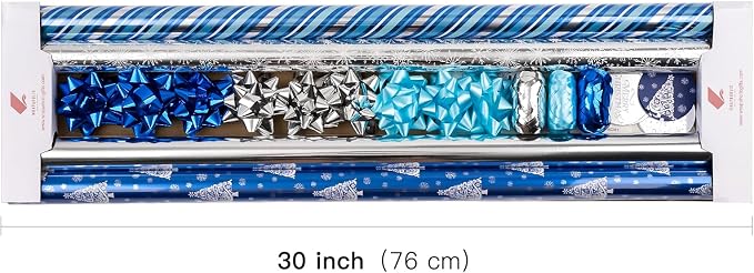 WRAPAHOLIC Blue Christmas Wrapping Paper Set - Image 7