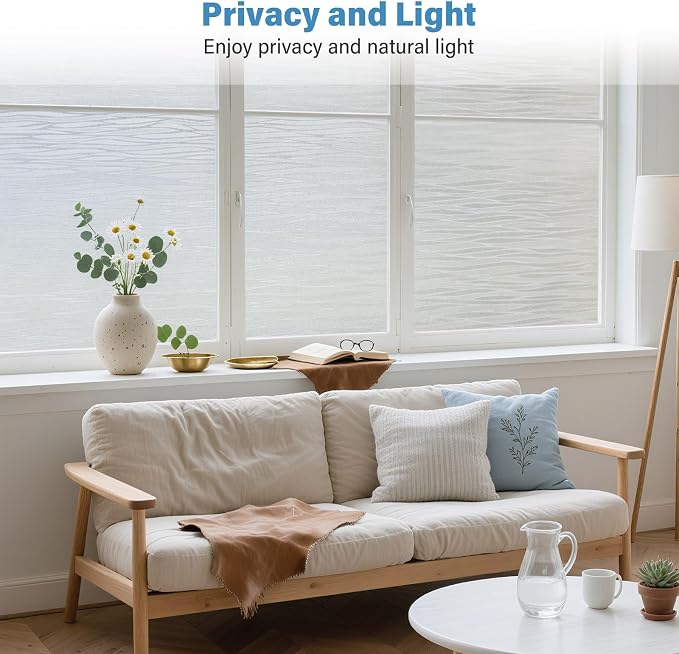 Finnez Frosted Privacy Window Film Static Cling, Non-Adhesive Decorative Cover - Image 2