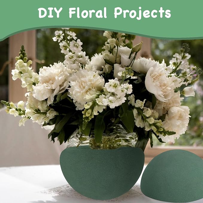 LOKIPA Floral Foam Round, 4 Pack Floral Dry Foam Half Ball Round Flower Foam - Image 6
