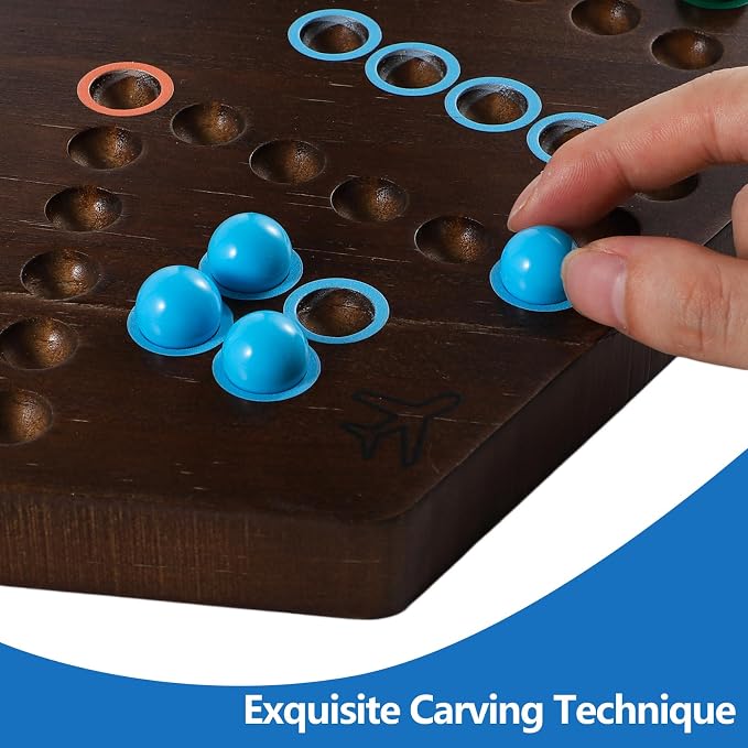 Wahoo Marble Board Game Thicken Wood 4 and 6 Players Fast Track Board Game 2 - Image 6