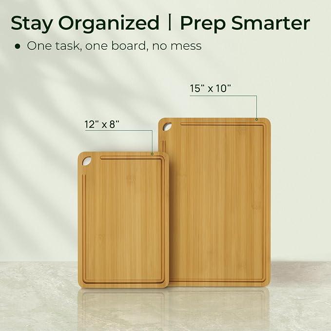 Chopping Board 2-Pcs Natural Bamboo Cutting Board - Image 4