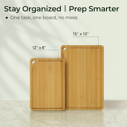 Chopping Board 2-Pcs Natural Bamboo Cutting Board - Image 4