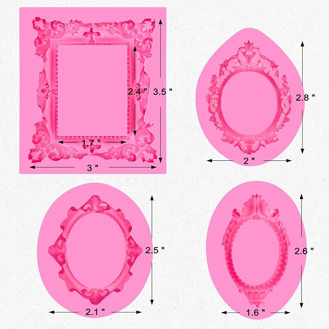 JOERSH 4PCS Baroque Frame Mold, Picture Photo Frames and Mirrors Silicone - Image 2