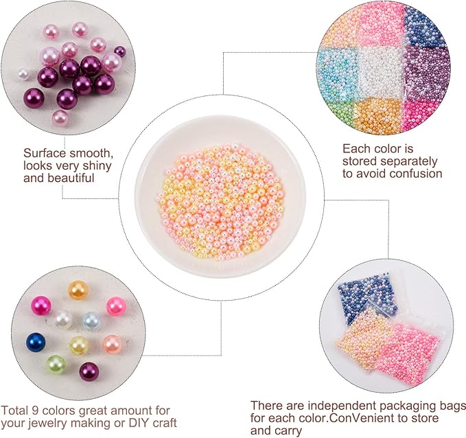 3300pcs Resin Beads Resin Bubble Beads No Hole Imitation Pearls Loose Beads - Image 2