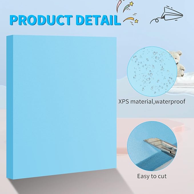 LuckyFoam Blue 4 Pack 15x12x1 inch Foam Sheets 1 Inch Thick Polystyrene - Image 4