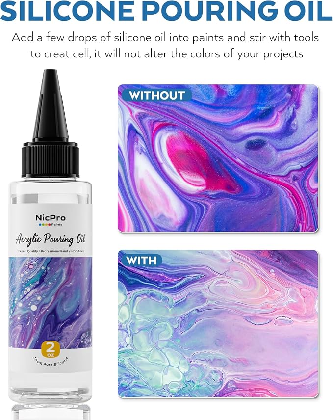 Nicpro 8 Colors 8.45oz Metallic Acrylic Pour Paint Supplies Kit, Large Volume - Image 3