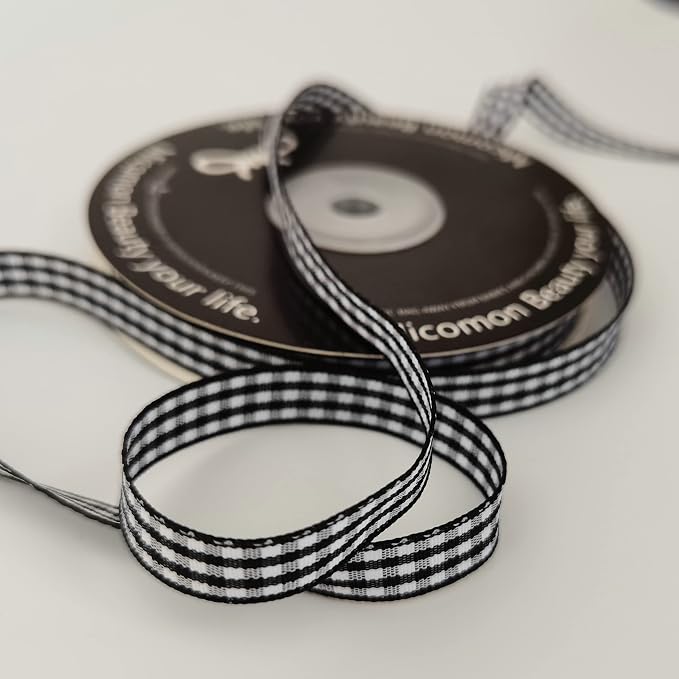 Buffalo Check Ribbon Black and White Gingham Ribbon 25 Yards - Image 8