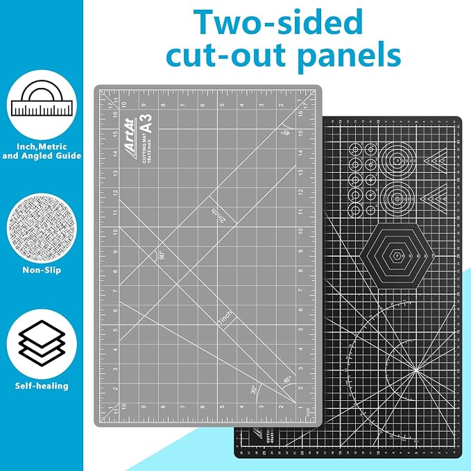 ArtAt Self Healing Cutting Mat: 12″x 18″ Black-Gray Eco-Craft Cutting Mat - Image 4