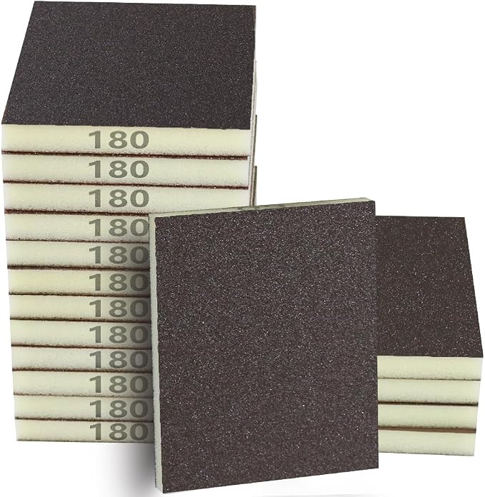 16PCS 180 Grits Sanding Sponge Fine Coarse Sanding Block, Washable and Reusable by Necosthua