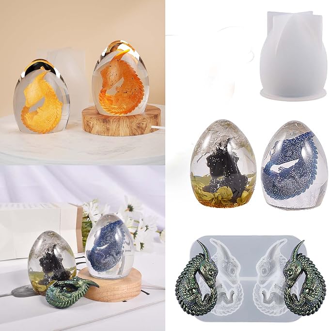 Dragon Mold Type-A Dragon Mold Dragon Egg Resin Mold Dinosaur Mold Candle Mold by EVERELAMSiliconeMolds