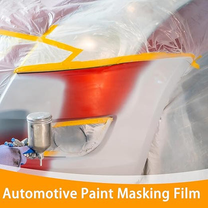 Painters Plastic with Tape 59inx65ft, Pre-Taped Masking Film Automotive Tape - Image 7