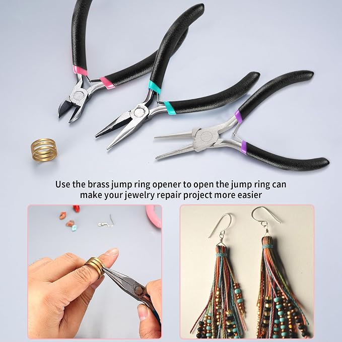 3 Pcs Jewelry Making Tools Pliers Kit, Includes Needle Nose/Round Nose - Image 5