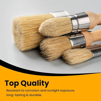 Chalk and Wax Paint Brush Furniture Set of 4, Small Round and Large Oval Brush - Image 3