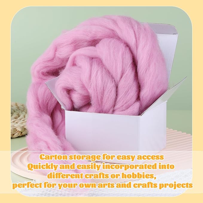 3.53oz Wool Roving Yarn, Wool Felting Supplies, Pure Wools, Chunky Yarn - Image 8