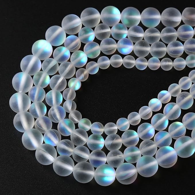 60pcs 6mm Natural White Mystic Aura Quartz Beads Frosted Matte Moonstone Round - Image 3