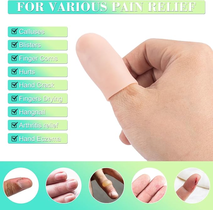 PAGOW 10pcs Gel Finger Cots/Covers, Silicone Finger Protector Support, Finger - Image 5