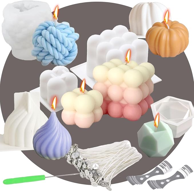 6pcs Silicone Candle Making Molds Kit Set, 3D Silicone Mold by Giliger
