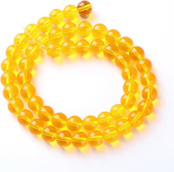 46pcs 8mm Smooth Yellow Crystal Glass Beads Citrine Round Loose Beads - Image 4