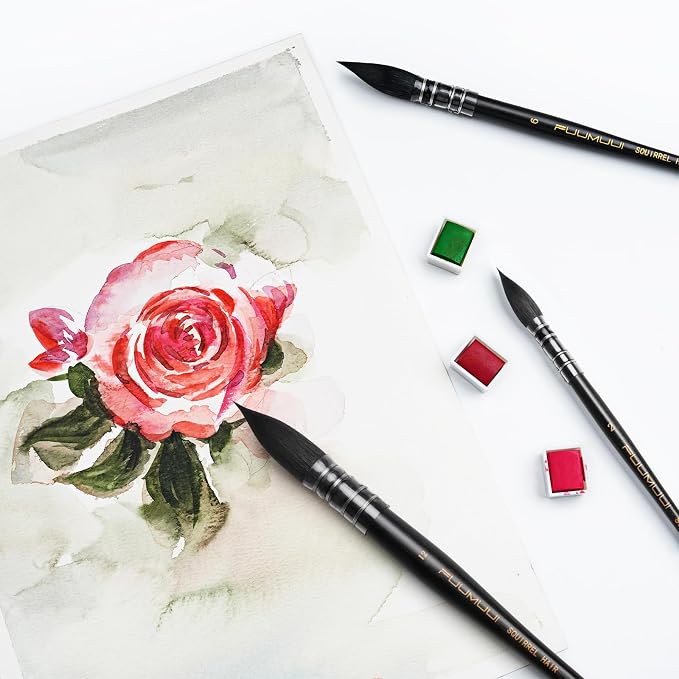 3PCS Squirrel Hair Watercolor Brushes, Fuumuui Professional Mop Round Quill - Image 7