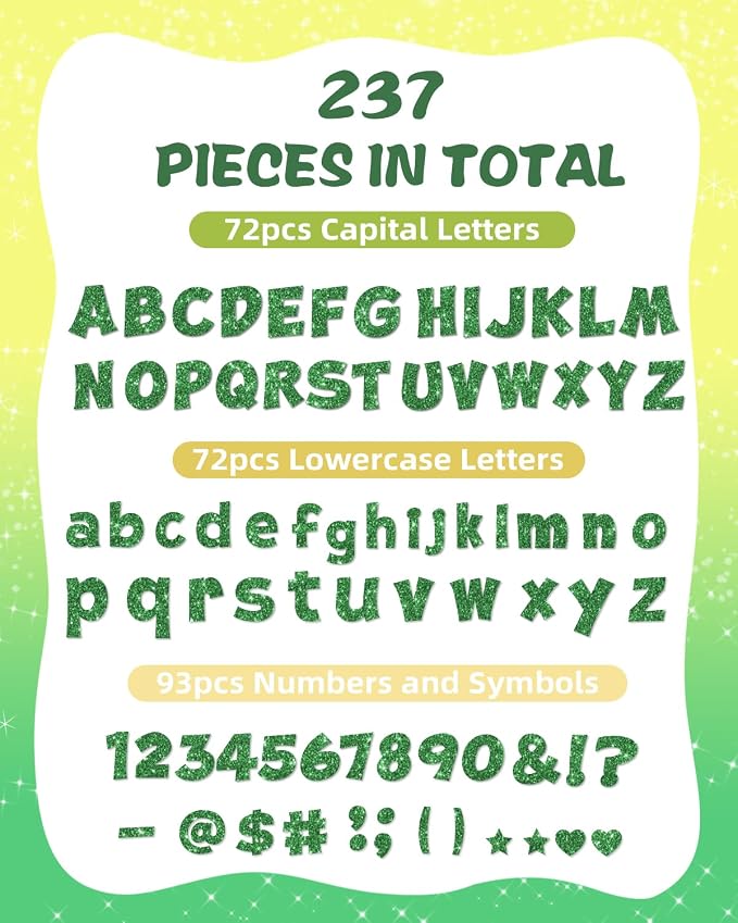 237 Pcs Glitter Bulletin Board Letters, Numbers and Punctuation, Poster Board - Image 2
