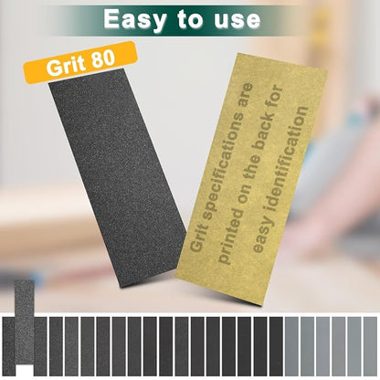 20PCS Sand Paper 80 Grit Sandpaper Sheets, 9 x 3.6 Inch Wet Dry Sandpaper Sheets - Image 3