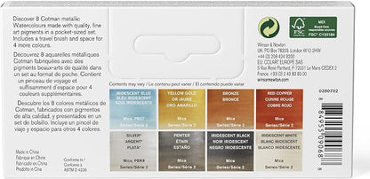 Winsor & Newton Cotman Watercolor Paint Set, 8 Half Pan, Metallic Colors w/ - Image 5