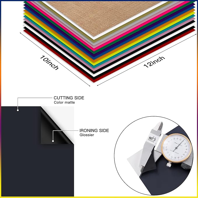HTVRONT Black HTV Heat Transfer Vinyl Bundle: 36 Pack 12" x 10" Iron-On Vinyl - Image 5