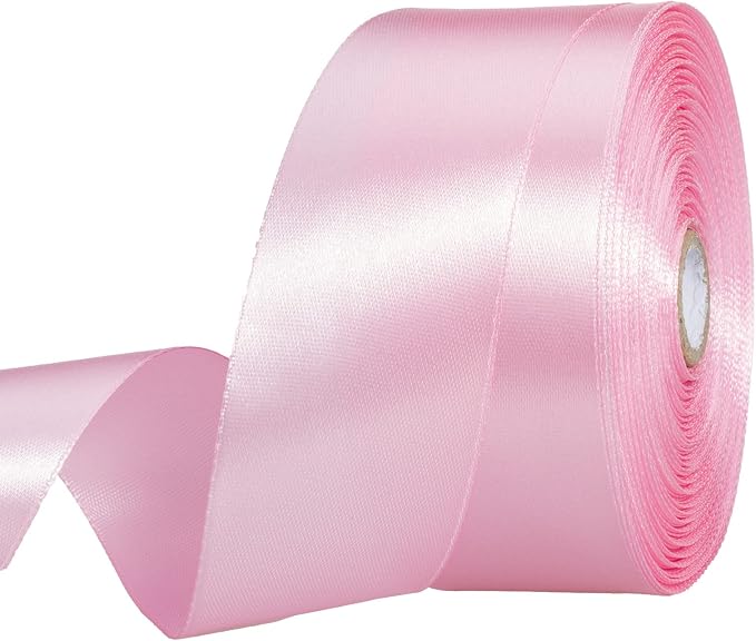 1 1/2 Inch Pink Solid Satin Ribbon, 50 Yards Craft Fabric Ribbon by YASEO