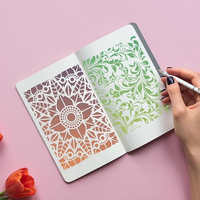 Stencils for Crafts Reusable Texture Stencils Background Stencil Leaf Floral - Image 5