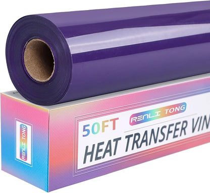 RENLITONG Purple Iron on Vinyl 12Inch by 50ft Roll HTV Heat Transfer Vinyl by RENLITONG