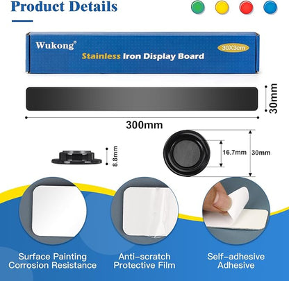 Wukong 8 Pack | 30x3cm Magnetic Stainless Black Boards Strips, Adhesive Backing - Image 3