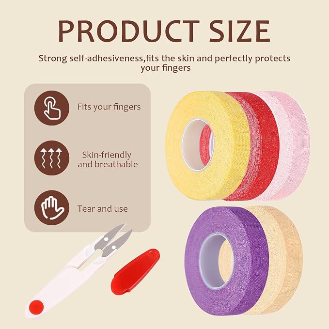 5 PCS Thimble Tape for Hand Sewing, Adjustable Sewing Thimble Finger Protector - Image 2