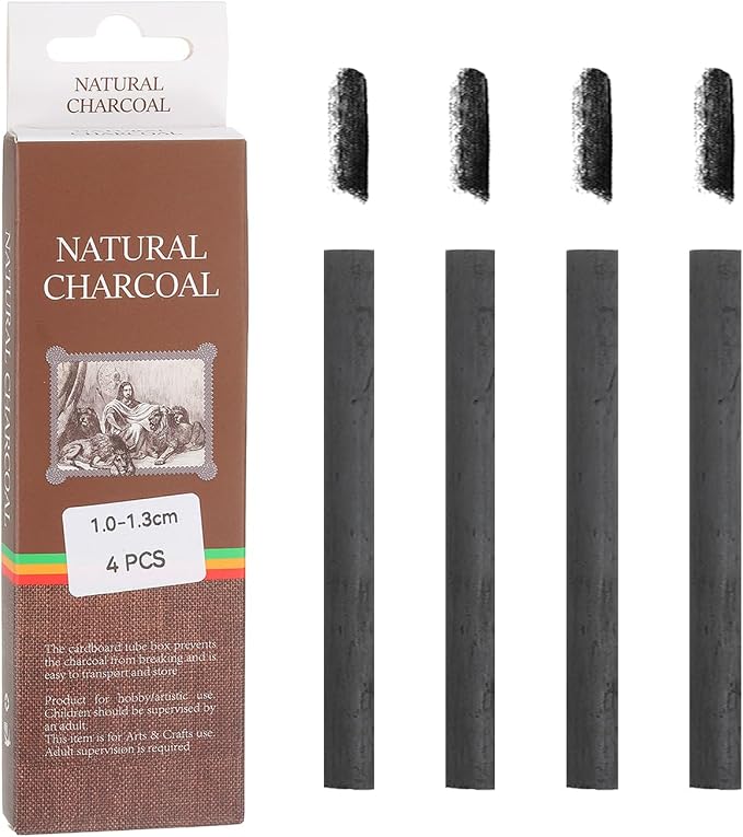 MECCANIXITY Willow Charcoal Sticks, 10-13mm Willow Charcoal Pencils Soft Sketch by MECCANIXITY