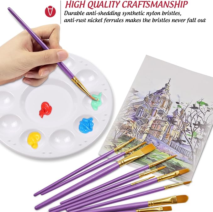 Halloween Paint Brushes Palettes Set by DUGATO, 2 Packs/20pcs Round Pointed Tip - Image 4