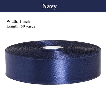 1 Inch Navy Solid Satin Ribbon, 50 Yards Craft Fabric Ribbon - Image 2