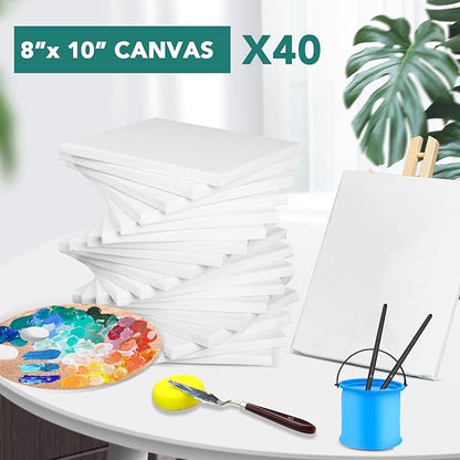 ESRICH 40Pack Stretched Canvas for Painting 8x10, Blank White Canvases for - Image 4