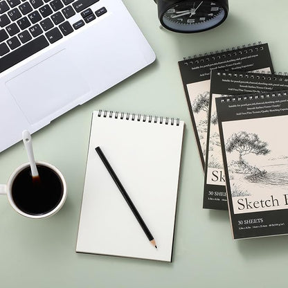 Jexine 20 Pcs 5.5'' x 8.5'' Top Spiral Bound Sketch Book 30 Sheet Each - Image 6